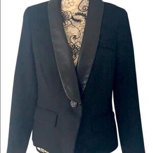 MILLY Black Leather Lapel Blazer Sz 4